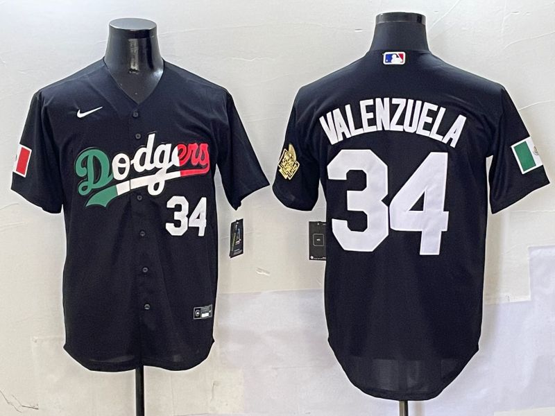 Men Los Angeles Dodgers #34 Valenzuela Black Mexico Game Nike 2025 MLB Jersey style 4